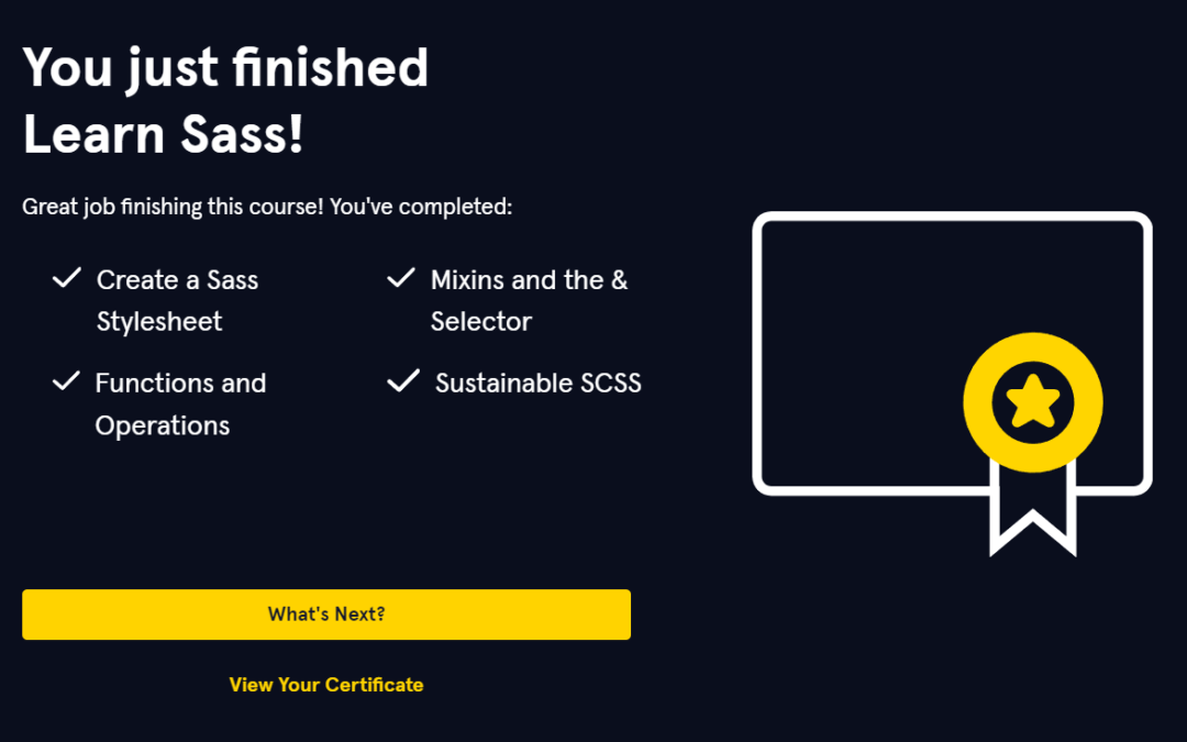 SASS Certification from Codecademy | codecademy.com